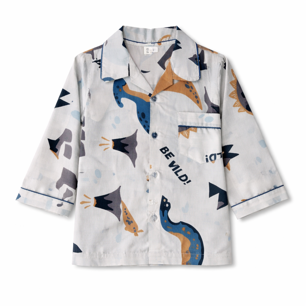Summer Night Suit for Boys – Lava Print Cotton Pajamas (Size 1-4 Years)