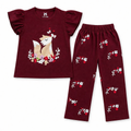 Maroon squirrel print summer coord set for kids by Lil' Cubs, includes matching top and shorts for warm-weather wear.