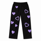 Black heart and cat print summer coord set for kids by Lil' Cubs, two-piece lightweight outfit with playful design.