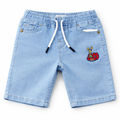 Lilcubspk boys denim shorts in various shades of blue, casual denim shorts for boys aged 9 months to 12 years, front view.