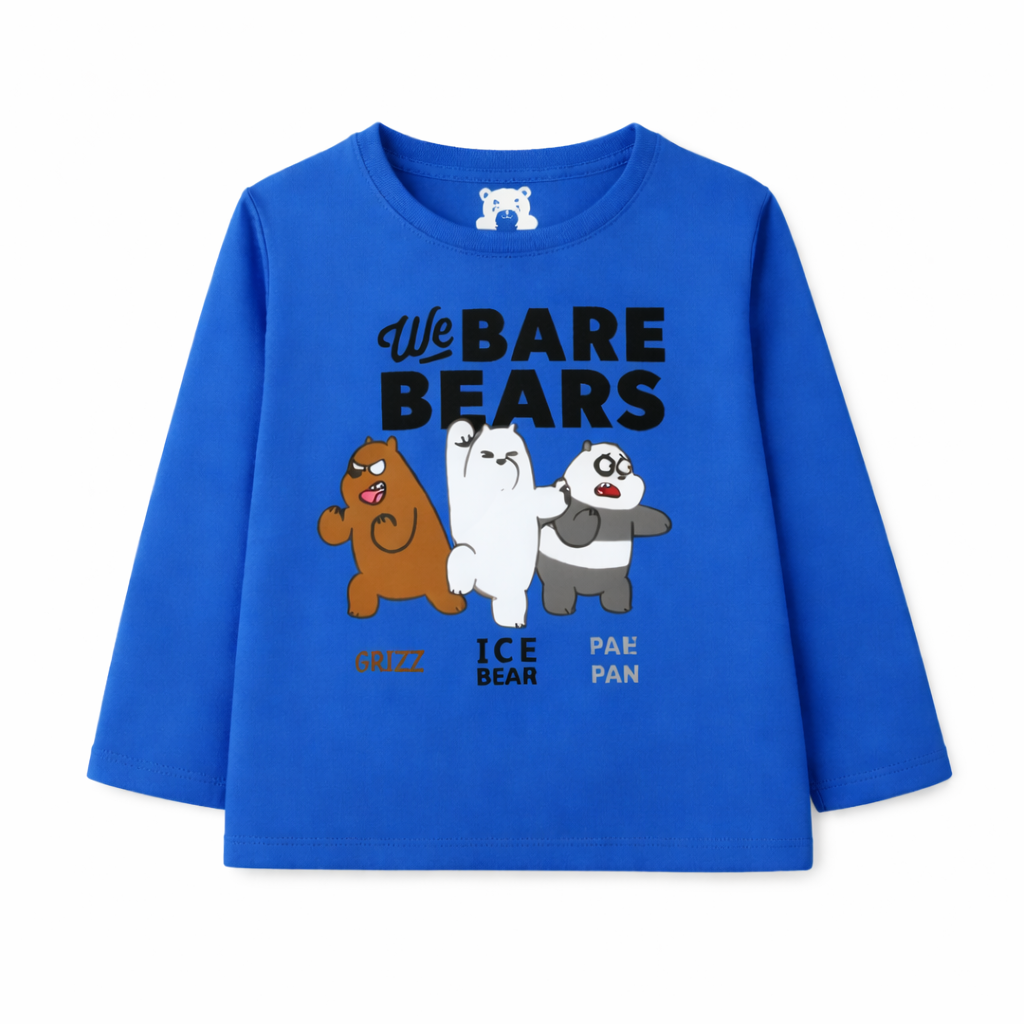 Blue Bare Bears summer coord set for kids, two-piece outfit by Lil' Cubs, featuring playful bear graphics and comfortable fabric.