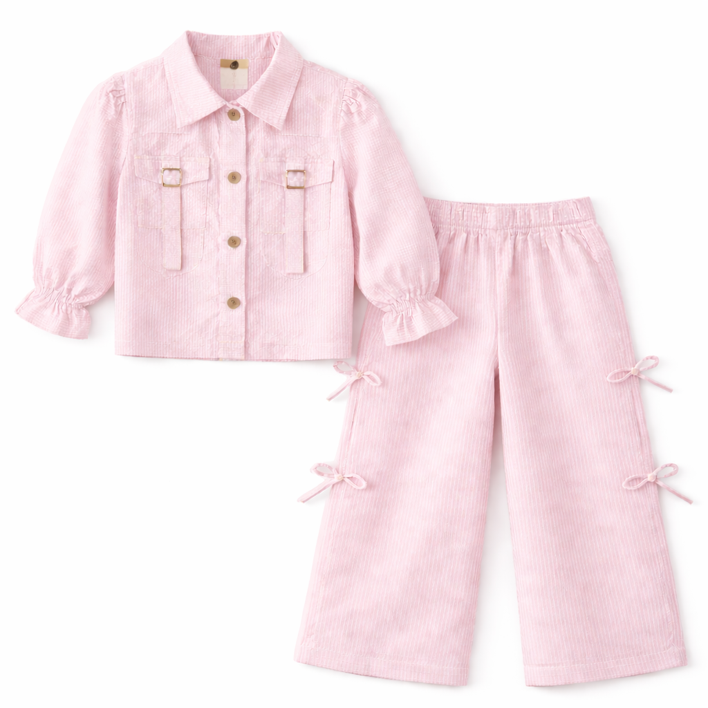 Girls Pink Cotton Summer Coord Set 2-Piece for Kids (2 - 10 Years) | Lil' Cubs