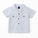 Boys blue cotton summer coord set for kids, featuring a short-sleeve top and shorts, from Lil' Cubs in size S to 2XL