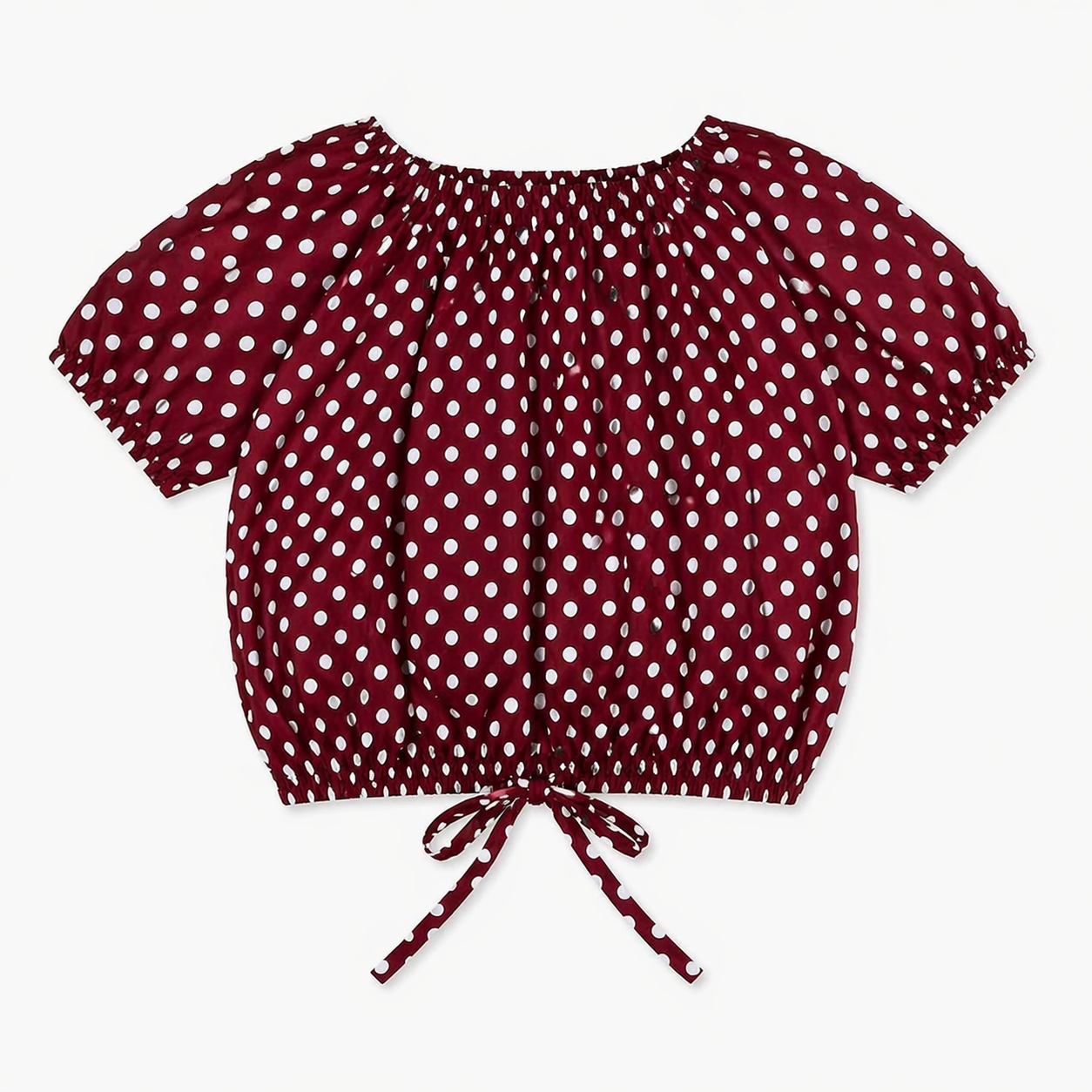 Girls Summer Coord Set 2 Piece – Maroon & White Dot Print (6 Months - 5 Years)