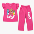 Pink and blue Lil' Cubs summer coord set for kids, featuring a matching top and shorts in a playful design.