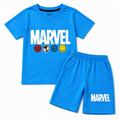 Boys sky blue Marvel summer coord set by lilcubspk featuring a short-sleeve top and shorts for ages 1 to 12.