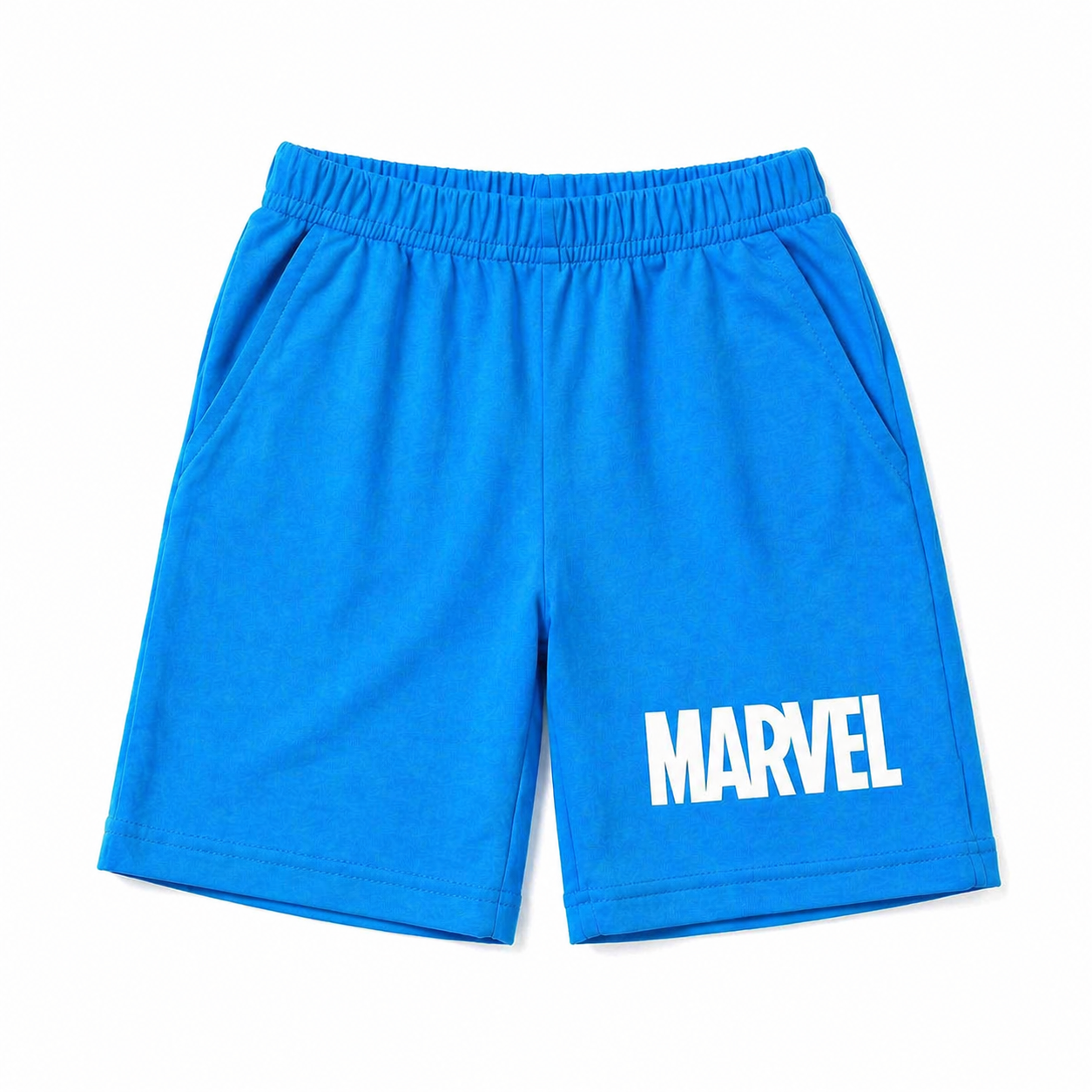 Boys sky blue Marvel summer coord set by lilcubspk featuring a sleeveless top and shorts for ages 1 to 12 years.