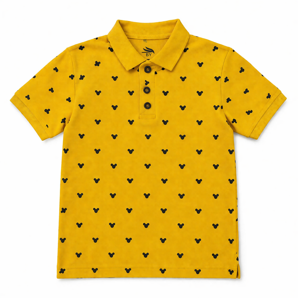 Mustard Printed Polo T-Shirt for Boys