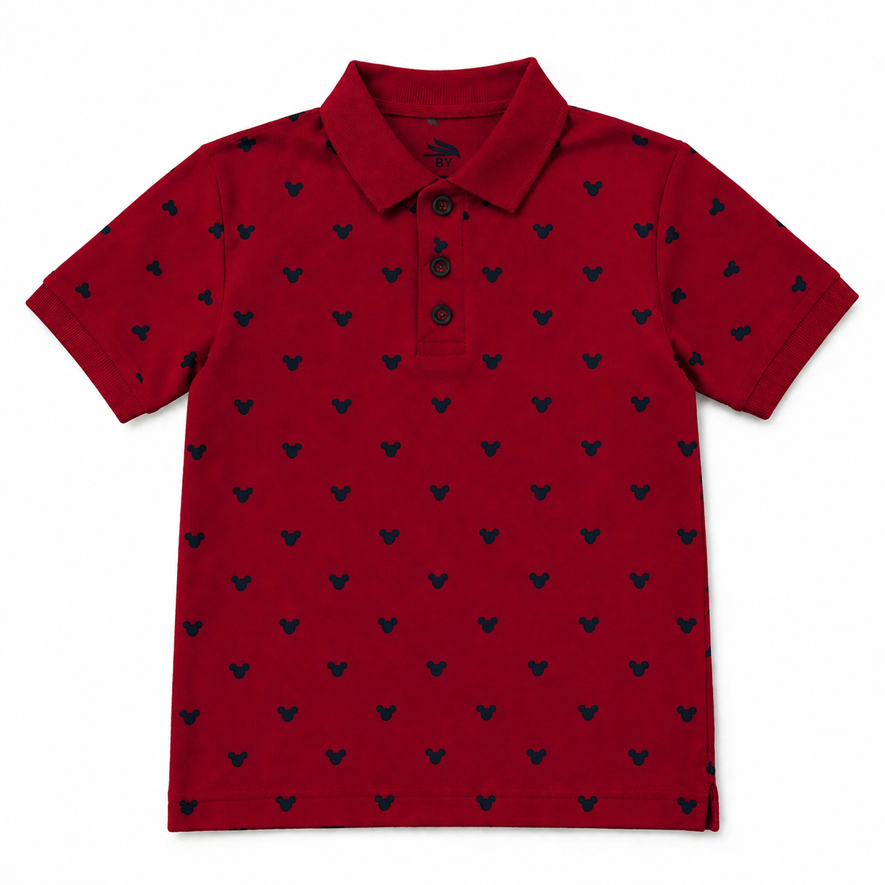 Dark Maroon Printed Polo T-Shirt for Boys