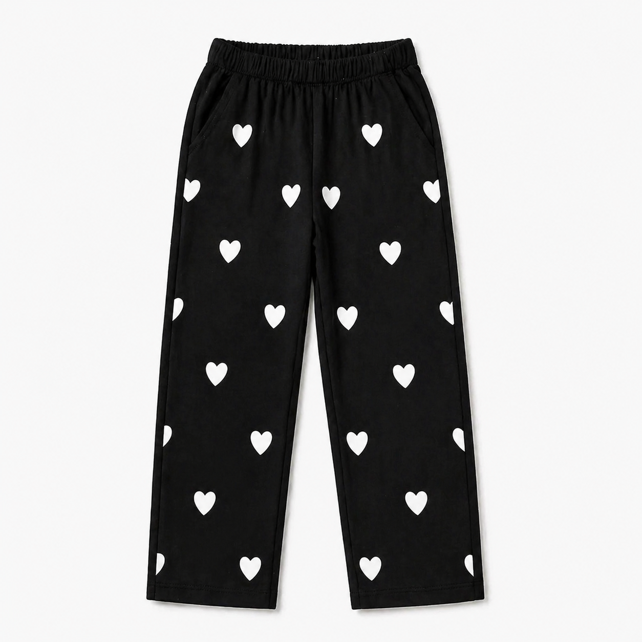 Black heart-themed summer coord set for kids by Lil' Cubs, featuring a matching top and shorts in soft fabric.