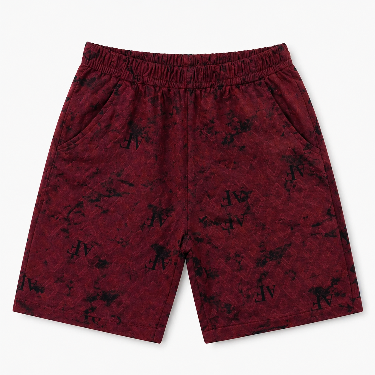 Maroon shadow print boys' summer coord set by lilcubspk for ages 1 to 12, featuring a coordinated top and shorts.