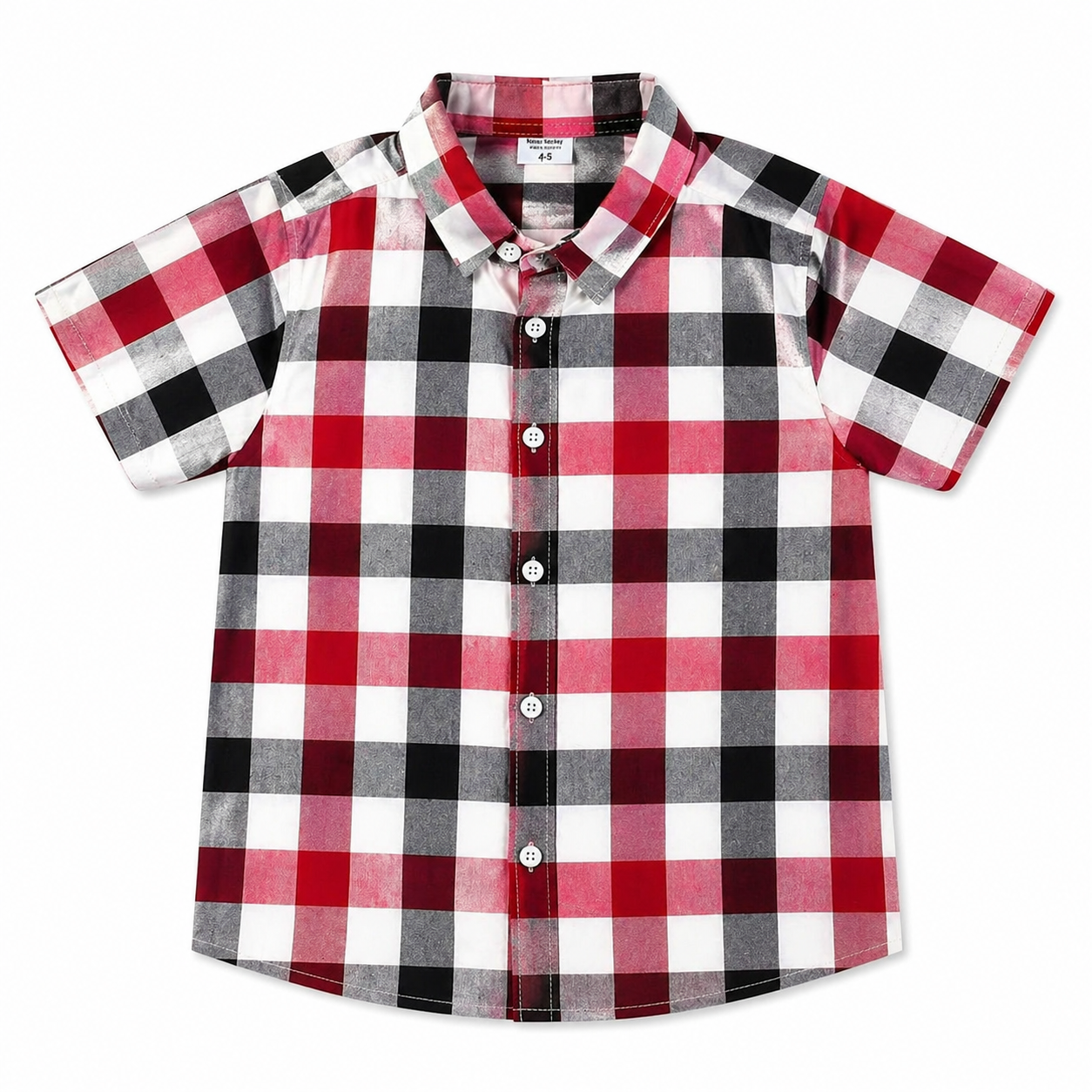 Red check Sonic summer coord set for boys, featuring a short-sleeve shirt and shorts, by lilcubspk for ages 1 to 12 years.