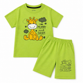 Boy wearing a green summer coord set by lilcubspk, featuring "Mummy & Daddy Love" print, suitable for ages 1 to 12 years.