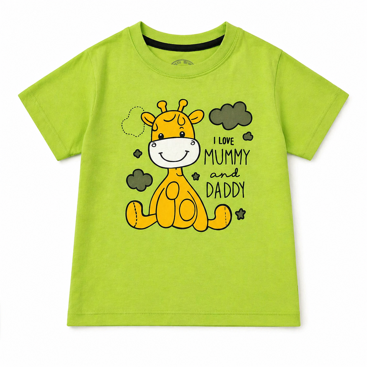 “Mummy & Daddy Love” Parrot Green Summer Coord Set for Boys (1–12 Years)