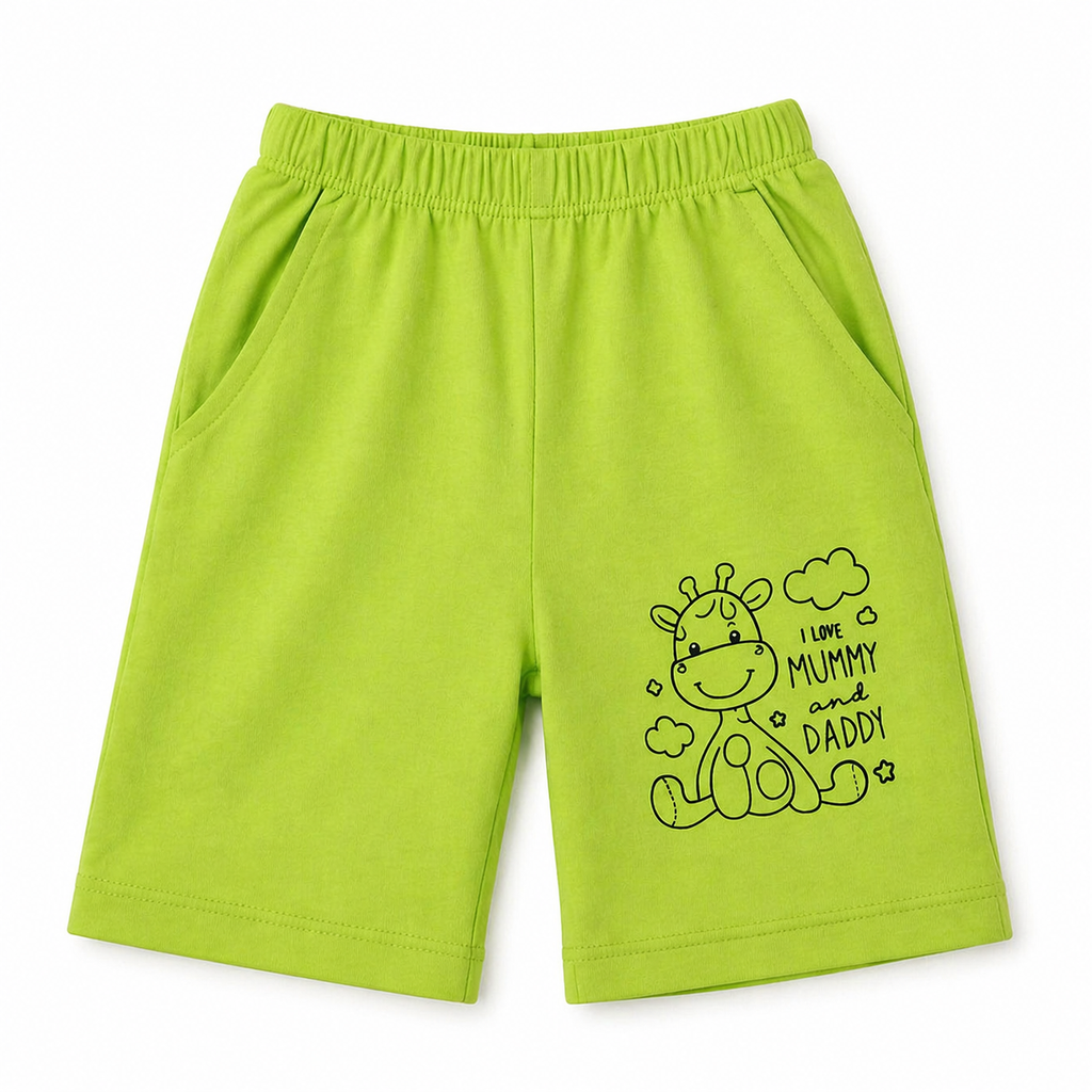 Parrot green summer coord set for boys, featuring a coordinated top and shorts, by lilcubspk, for ages 1 to 12 years.