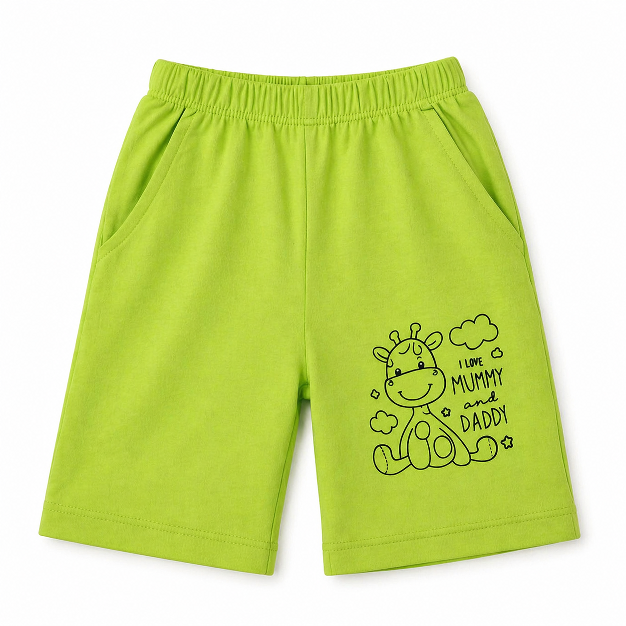 “Mummy & Daddy Love” Parrot Green Summer Coord Set for Boys (1–12 Years)