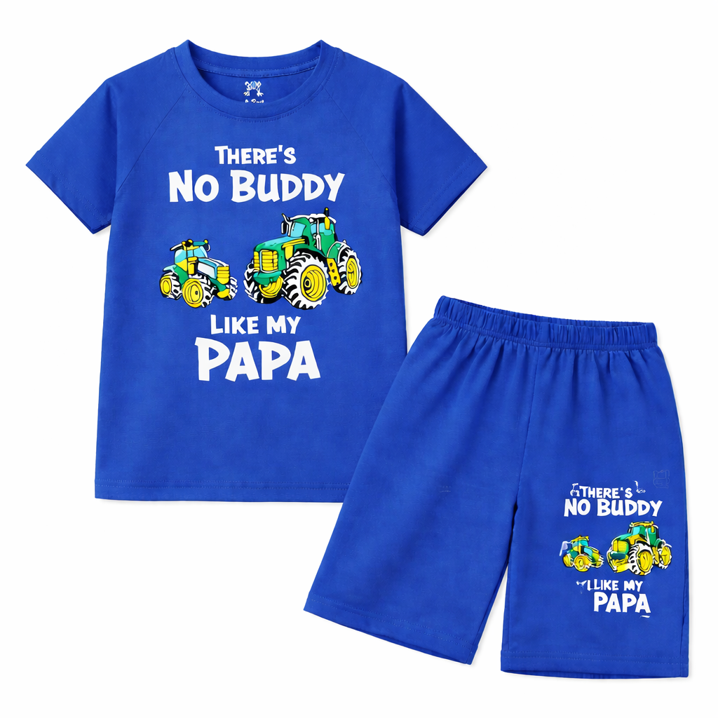 Lil' Cubs No Buddy Like My Papa summer coord set for kids, includes matching shorts and top in a playful design.
