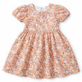 Girls' peach floral cotton frock by lilcubspk, stylish and comfortable dress for ages 2 to 6 years, featuring a charming floral pattern.