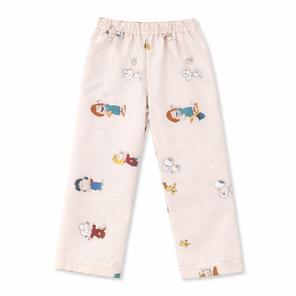 Girls Cotton Night Suit - Off White, Girls Playing Pattern (1-4 Years)