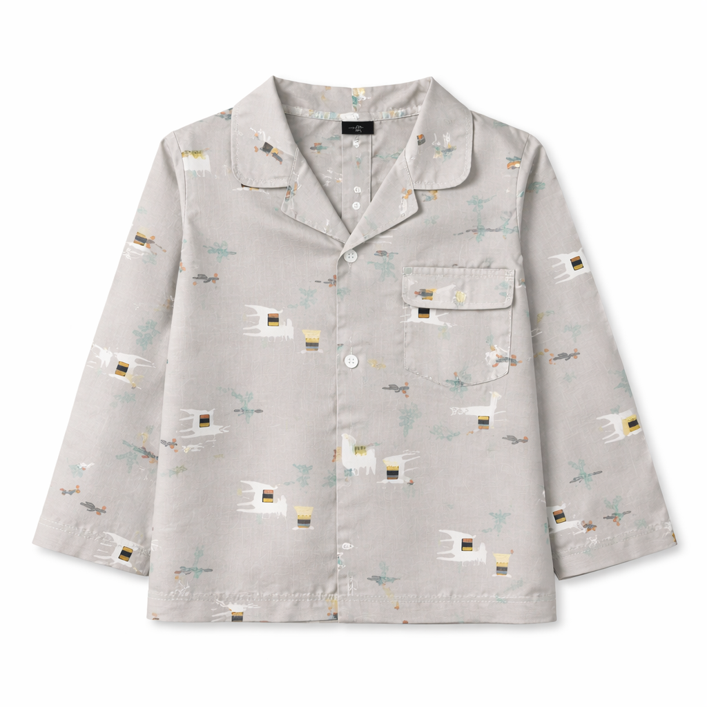 Girls Cotton Night Suit - Sea Green, Squirrel Pattern (1-4 Years)