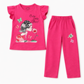 Girls summer coord set featuring baby girl print, perfect for ages 1-10, by lilcubspk, shown in a bright, cheerful outfit.