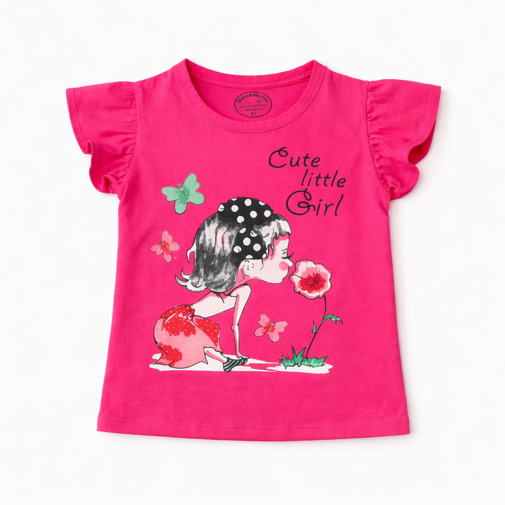 Girls summer coord set by lilcubspk featuring a cute baby girl print, perfect for ages 1-10, lightweight and comfortable for warm weather.