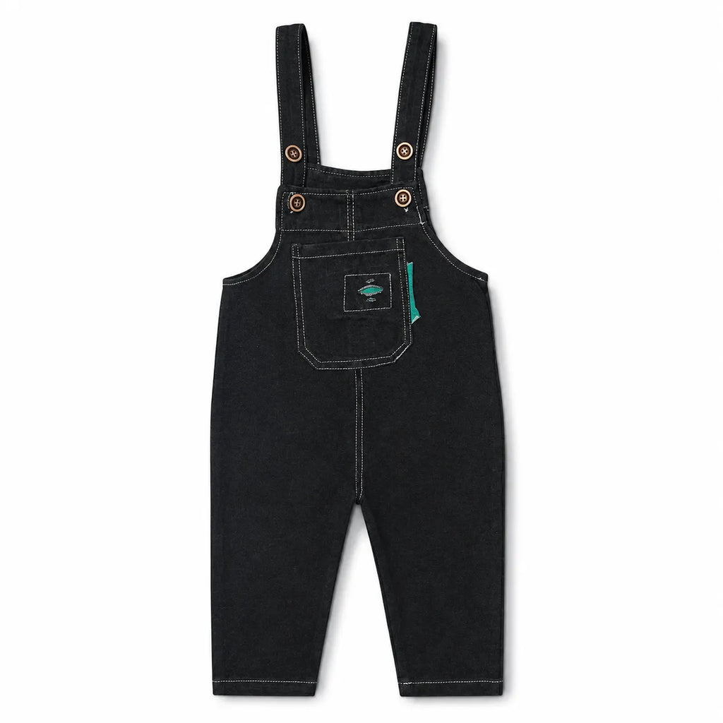 Girls Black Cotton Dangri (Size 2-5 Years)