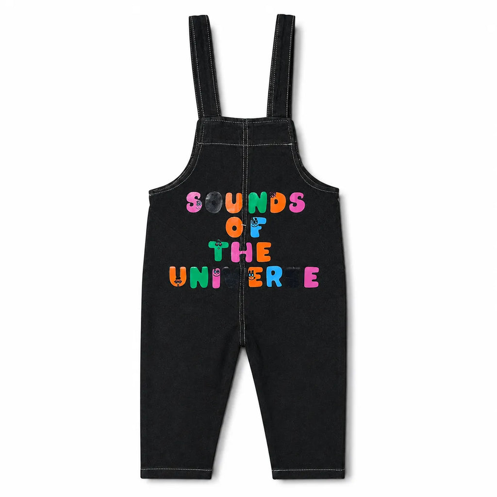Girls Black Cotton Dangri (Size 2-5 Years)