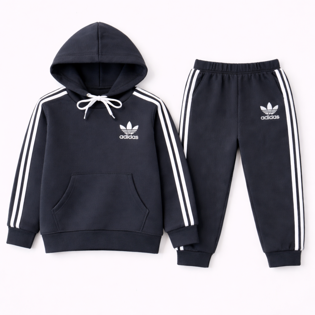 Boys Black “Sport Champ” Winter Tracksuit – Bold Branded Hoodie & Jogger Set (1–12 Years)