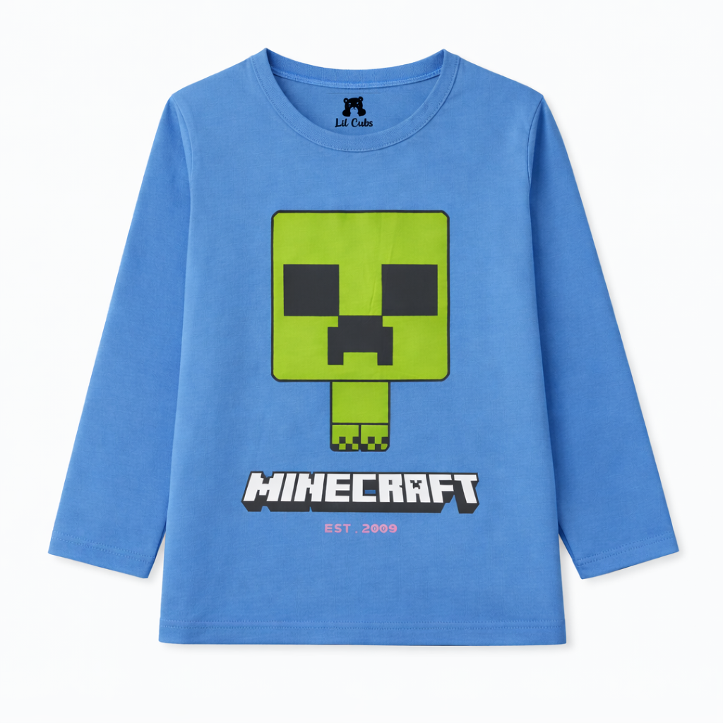 Light Blue Minecraft Print Summer Coord Set (2-Piece)