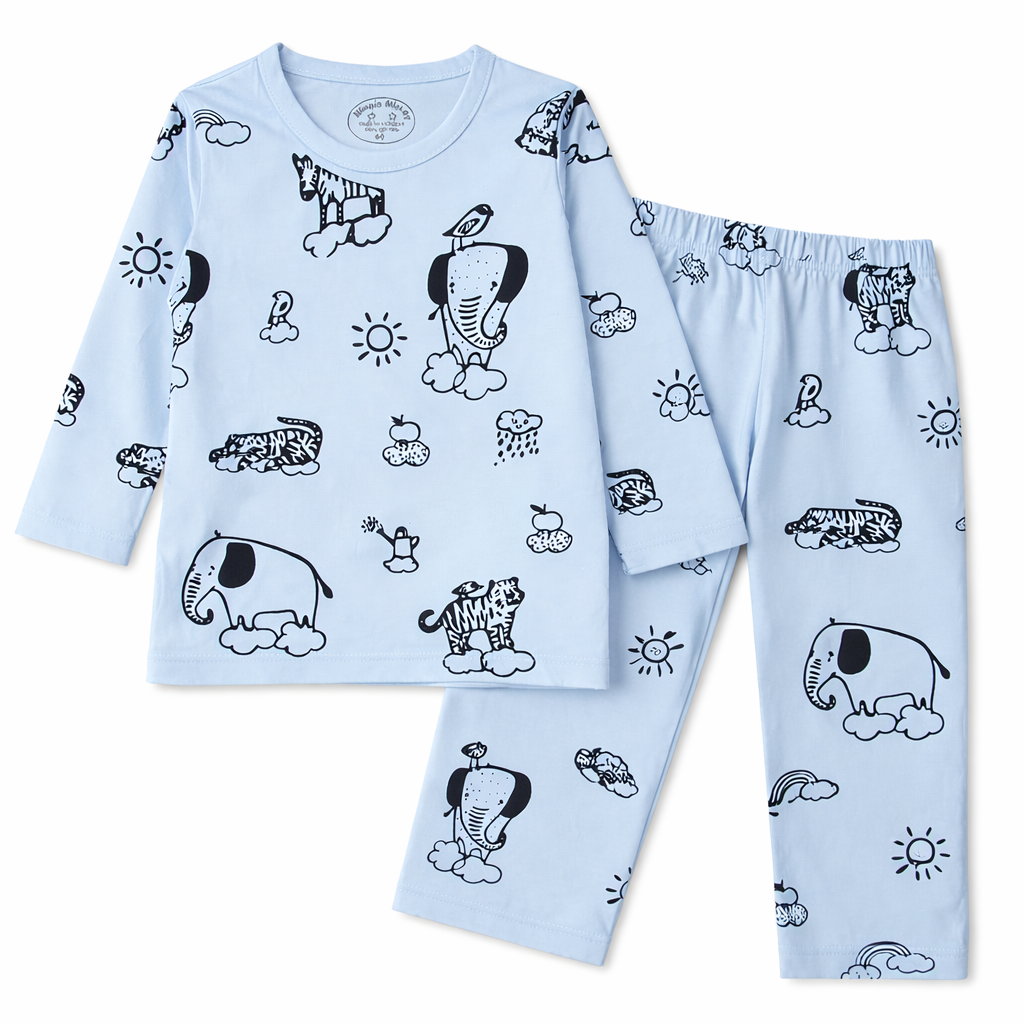 Animals Light Blue Summer Coord Set (2-Piece)