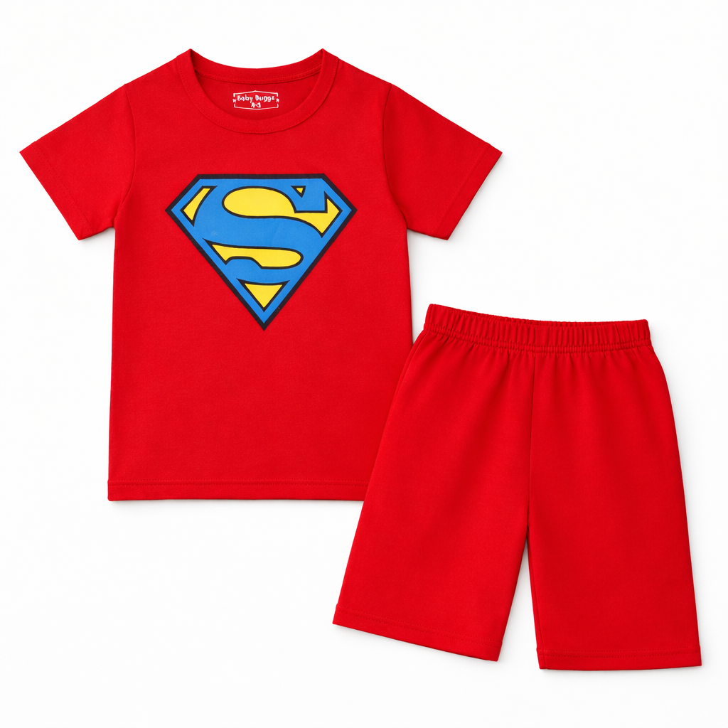 Red Superman Summer Coord Set (2-Piece)