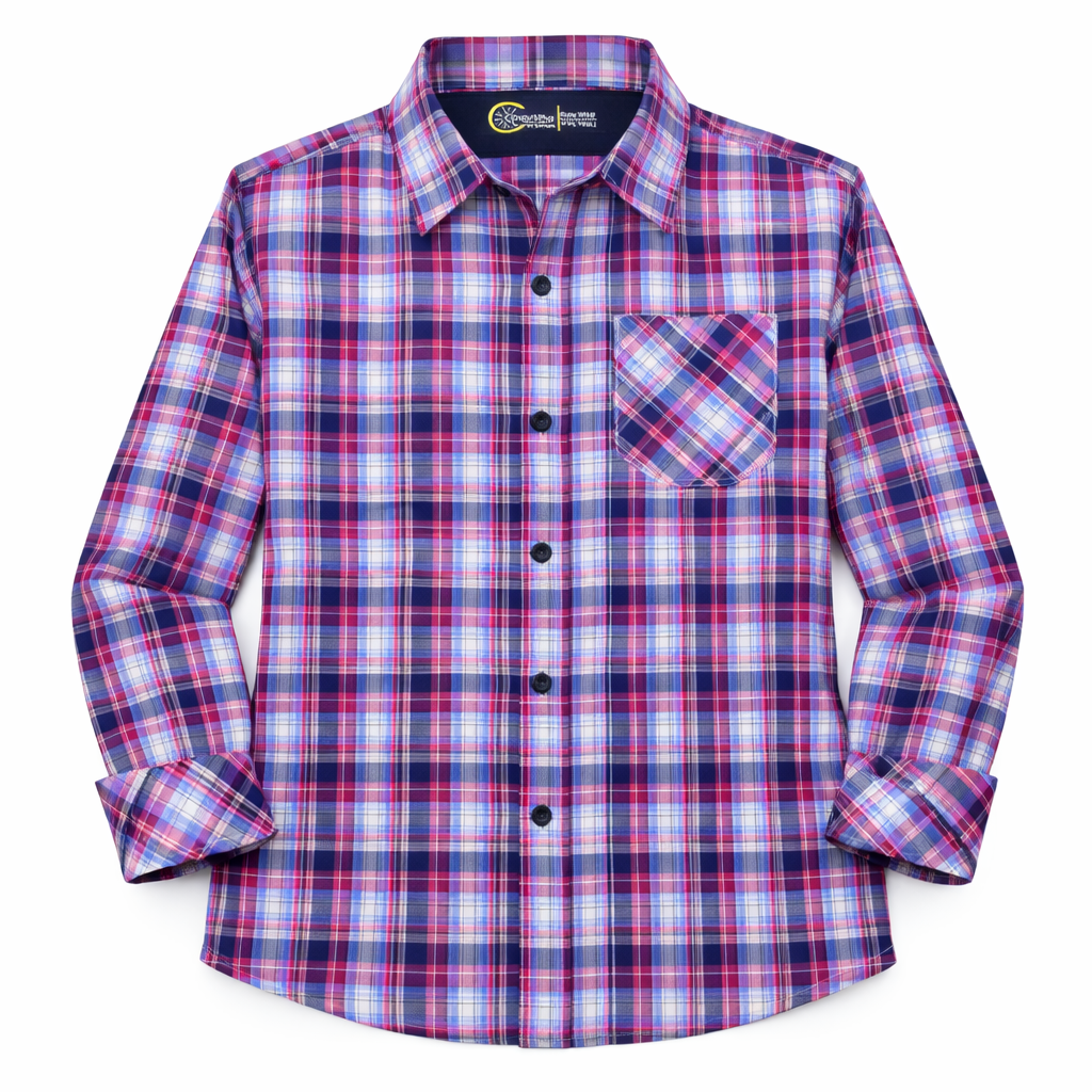 MultiColor Checked Casual Shirt with Labubu Print T-Shirt - Lil' Cubs