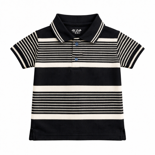 Black Polo with White Striped T-Shirt - Lil' Cubs