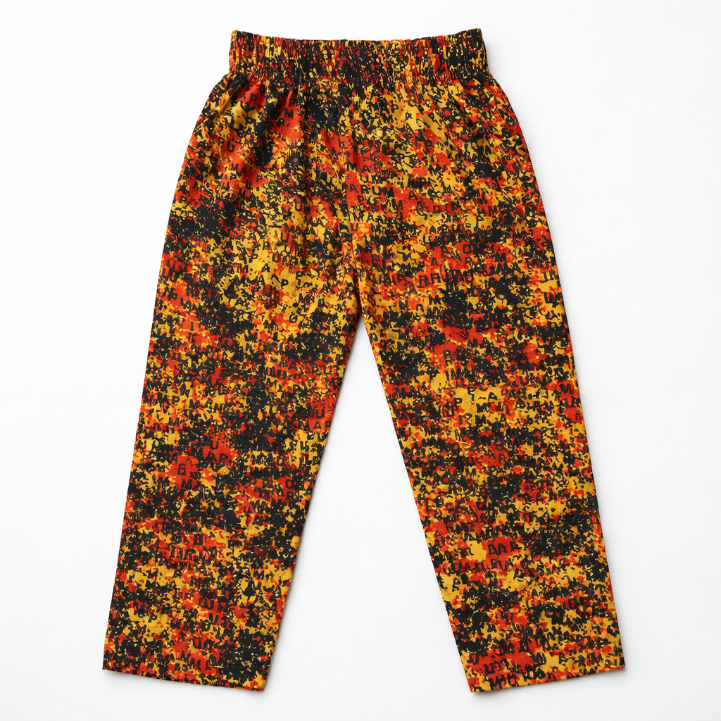 Girls orange ABCD cotton pajamas from lilcubspk, featuring comfortable fabric and playful design with ABCD pattern.