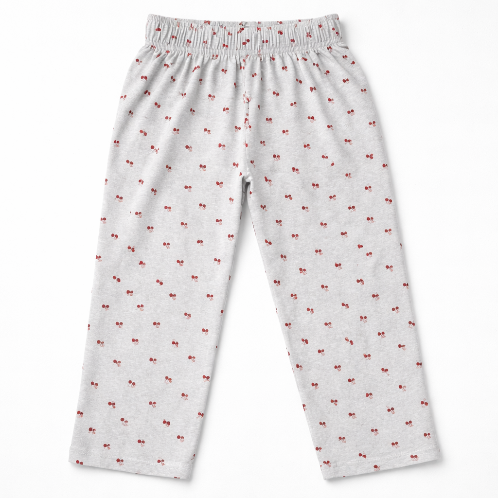 Girls Grey Cherry Cotton Trouser