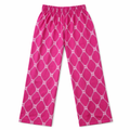 Girls pink HUGO cotton pajamas trousers with elastic waistband and comfortable fit, ideal for cozy sleepwear.