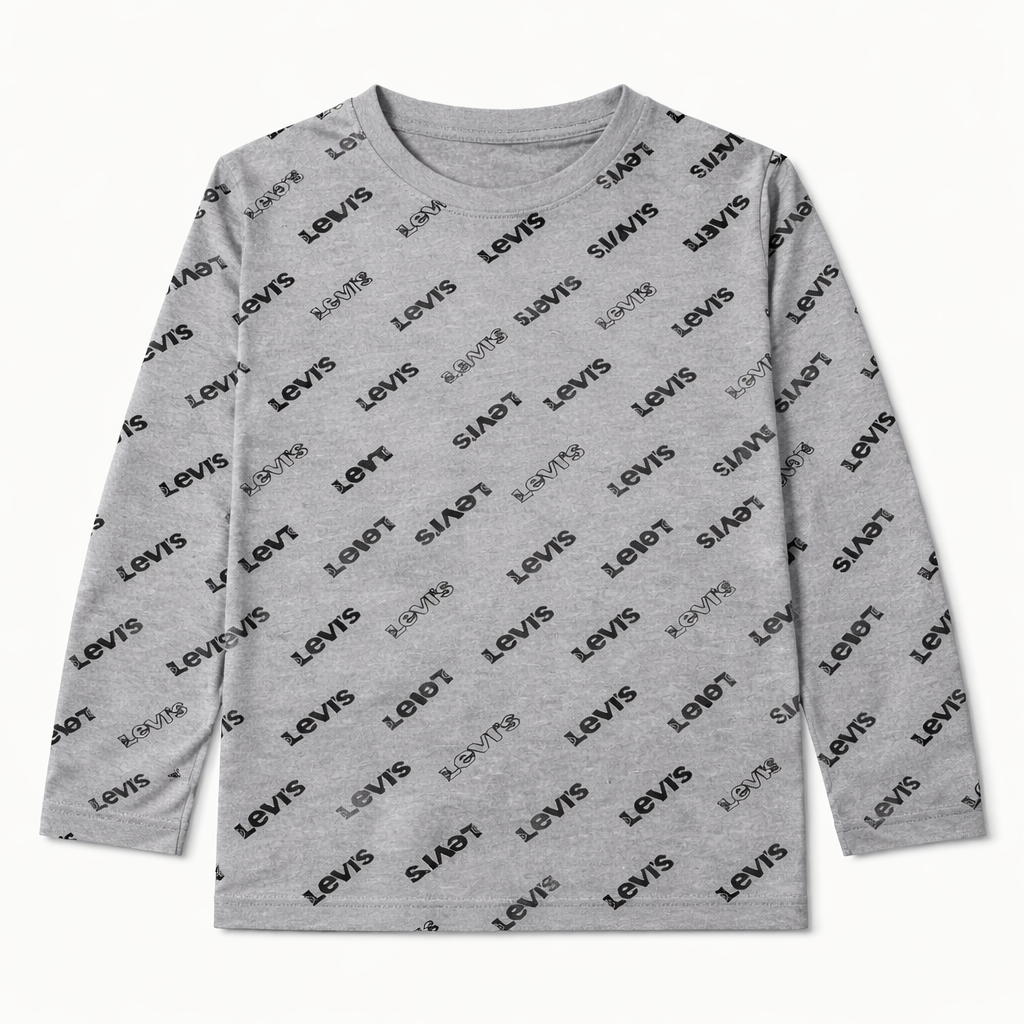 Grey Levi’s Print Full Sleeves T‑Shirt - Lil' Cubs