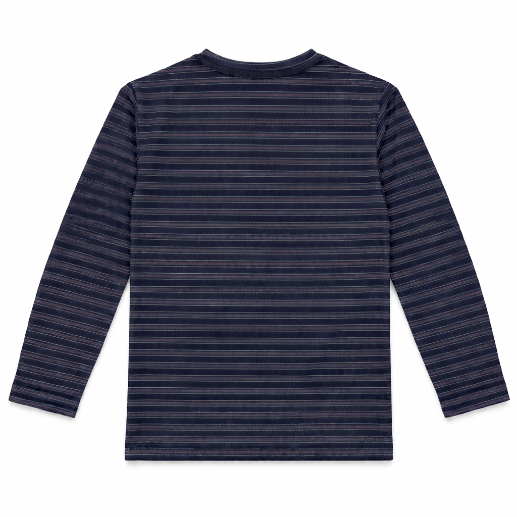 Multi-Color Striped Full Sleeves Navy Blue T‑Shirt