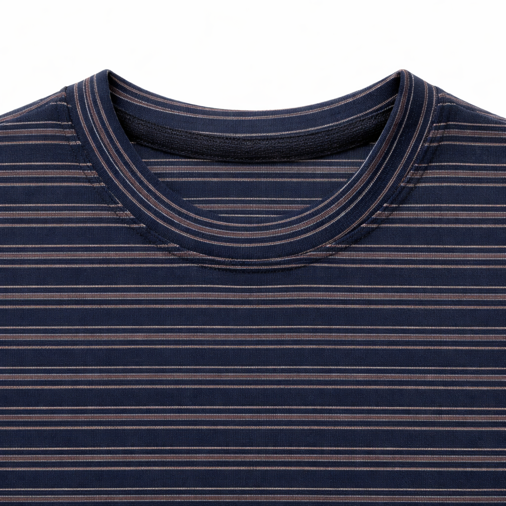 Multi-Color Striped Full Sleeves Navy Blue T‑Shirt
