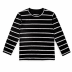 Multi-Color Striped Full Sleeves Black T‑Shirt - Lil' Cubs