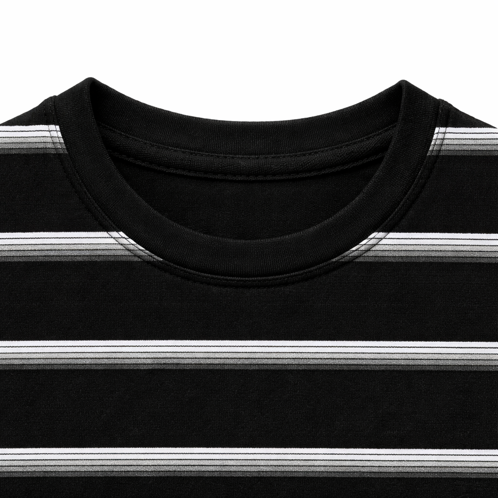 Multi-Color Striped Full Sleeves Black T‑Shirt - Lil' Cubs