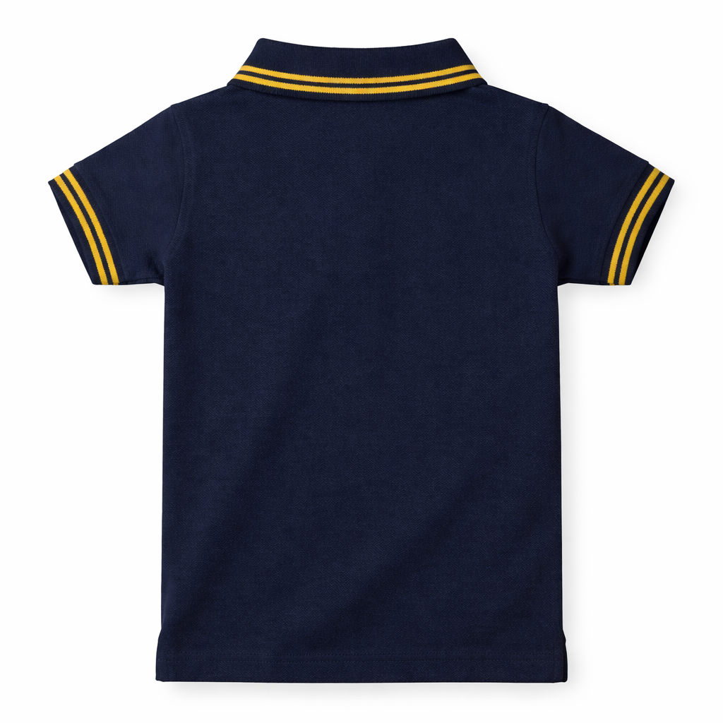 Navy Blue Polo T-shirt with Gold Lining - Lil' Cubs