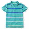 Sea Green Polo with MultiColor Striped T-Shirt - Lil' Cubs