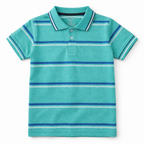 Sea Green Polo with MultiColor Striped T-Shirt - Lil' Cubs