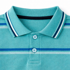 Sea Green Polo with MultiColor Striped T-Shirt - Lil' Cubs