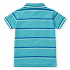 Sea Green Polo with MultiColor Striped T-Shirt - Lil' Cubs
