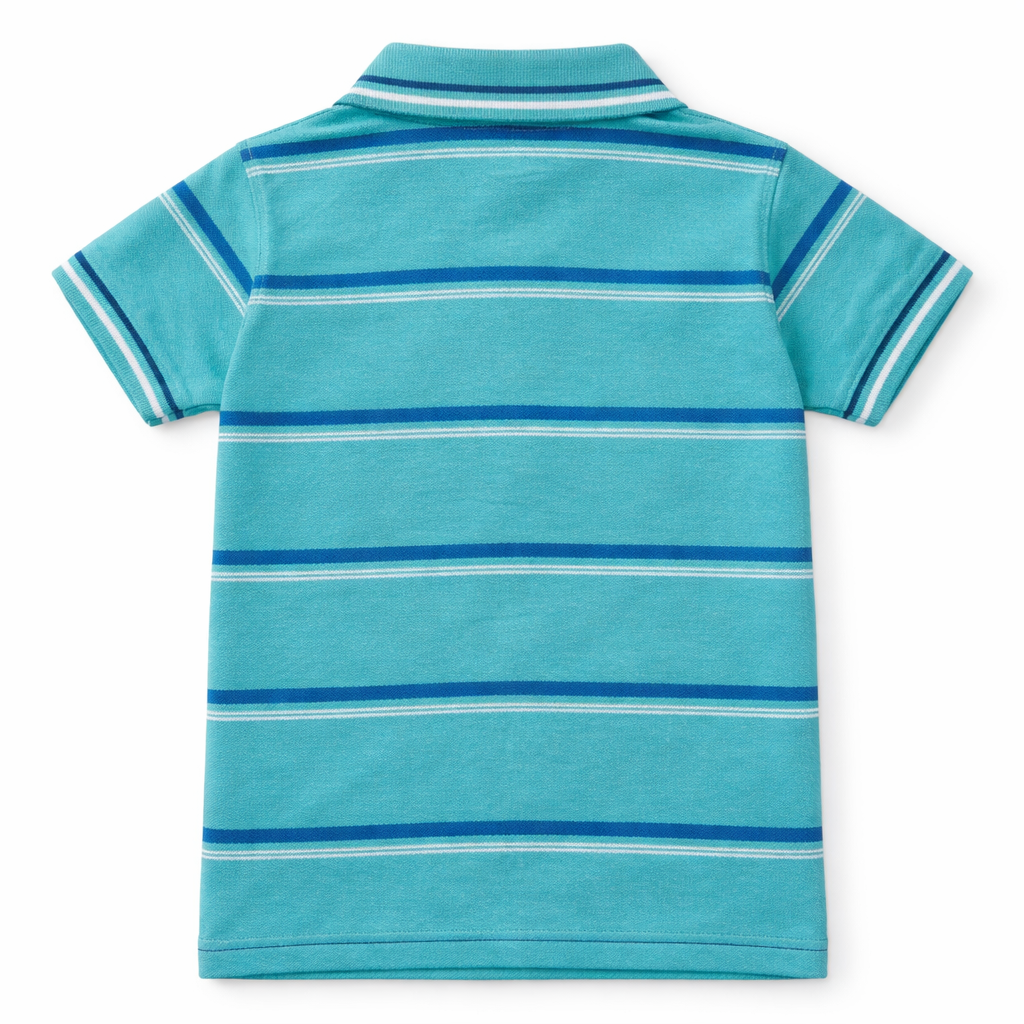 Sea Green Polo with MultiColor Striped T-Shirt