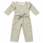 Light green floral girls' jumpsuit by lilcubspk, featuring a stylish jump dress design with colorful flower patterns.
