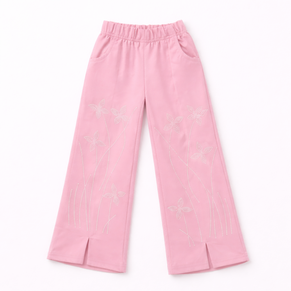 Girls Pink Crop Top and Palazzo Set